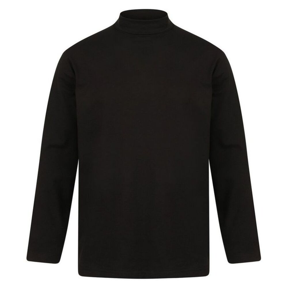 Henbury Mens Roll Neck Long-Sleeved Top / Black